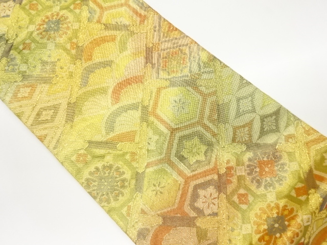 佐賀錦華文に古典柄模様織出し袋帯